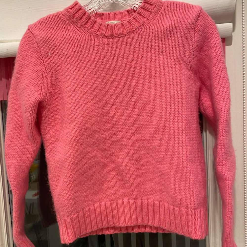 J. Crew Hot Pink Knit Crew Neck Sweater